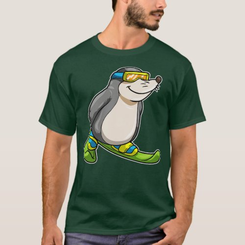 Mole as Skier with Skis Ski goggles T_Shirt