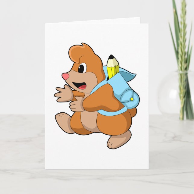 Mole as Student with Backpack Card (Front)