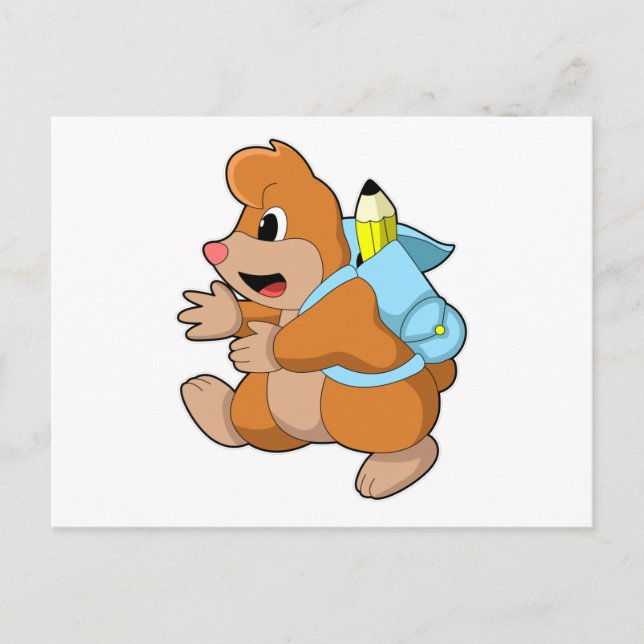 Mole as Student with Backpack Postcard (Front)