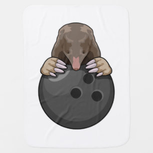 Mole at Bowling with Bowling ball Baby Blanket