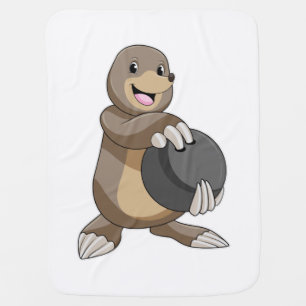 Mole at Bowling with Bowling ball Baby Blanket