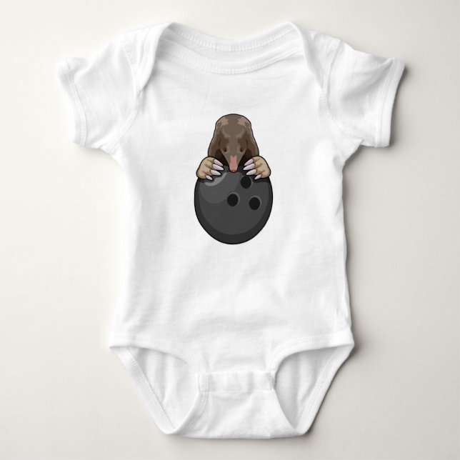Mole at Bowling with Bowling ball Baby Bodysuit (Front)