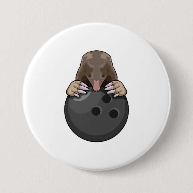 Mole at Bowling with Bowling ball Button (Front)