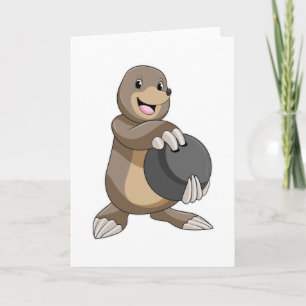 Mole at Bowling with Bowling ball Card