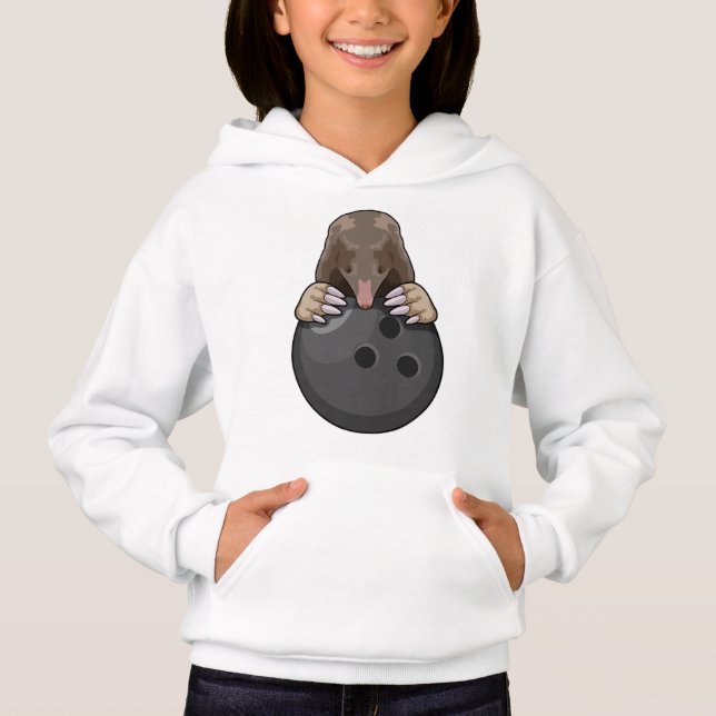Mole at Bowling with Bowling ball Hoodie (Front)