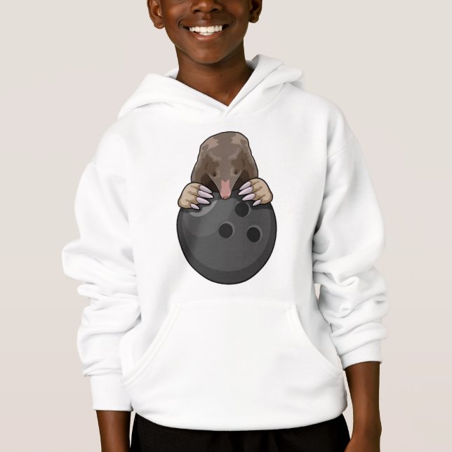 Mole at Bowling with Bowling ball Hoodie (Front)