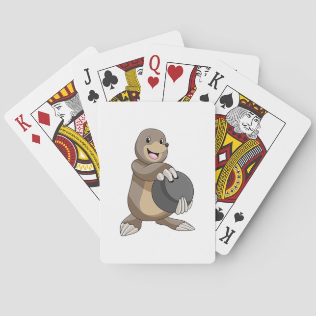 Mole at Bowling with Bowling ball Poker Cards (Back)