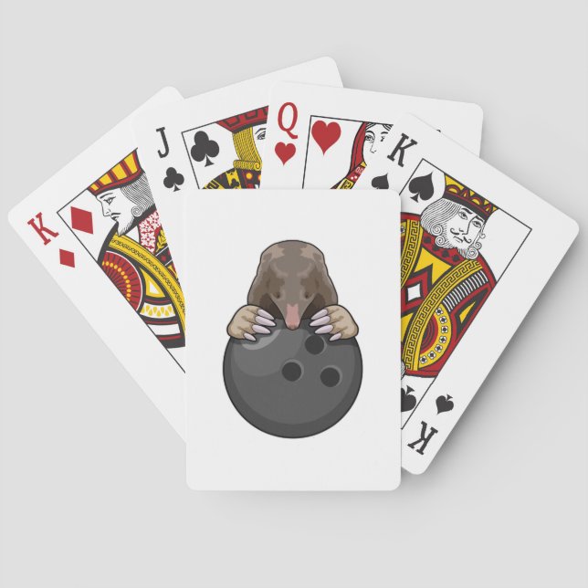Mole at Bowling with Bowling ball Poker Cards (Back)