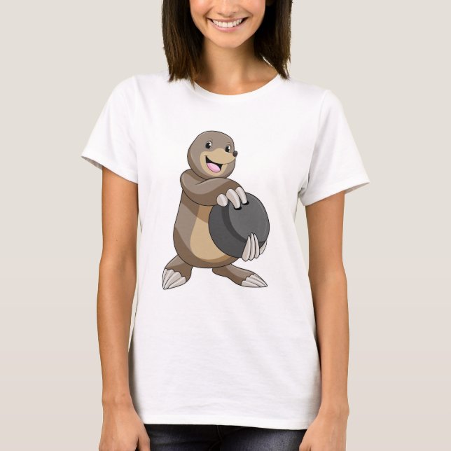 Mole at Bowling with Bowling ball T-Shirt (Front)