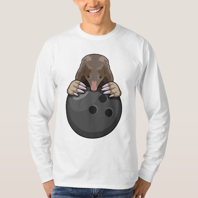 Mole at Bowling with Bowling ball T-Shirt (Front)