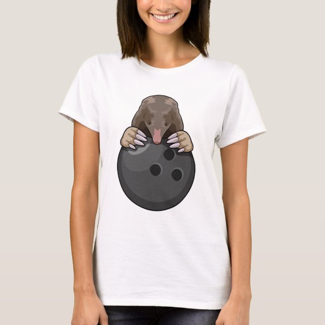 Mole at Bowling with Bowling ball T-Shirt (Front)