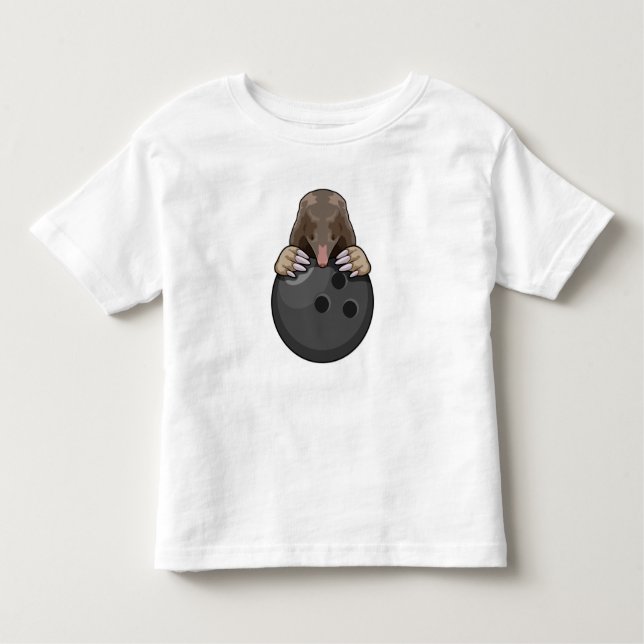 Mole at Bowling with Bowling ball Toddler T-shirt (Front)