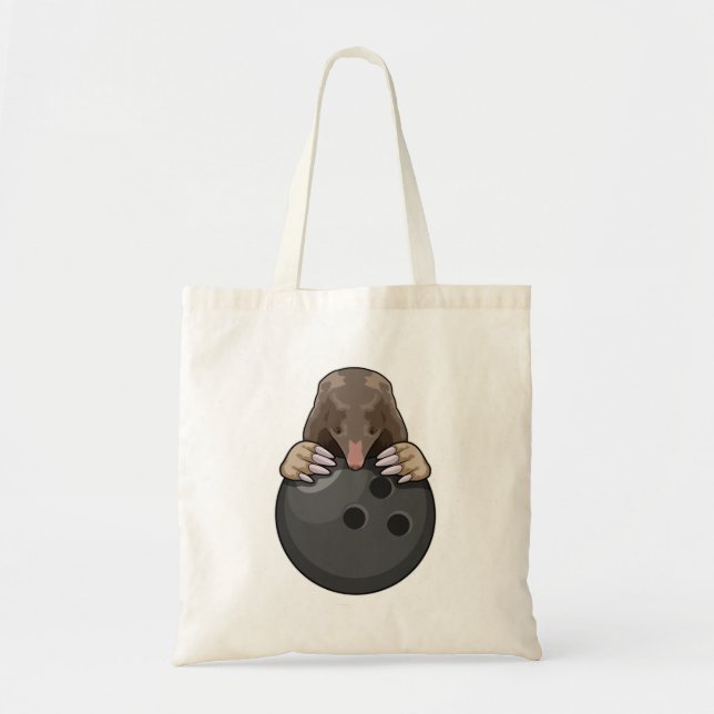 Mole at Bowling with Bowling ball Tote Bag (Front)
