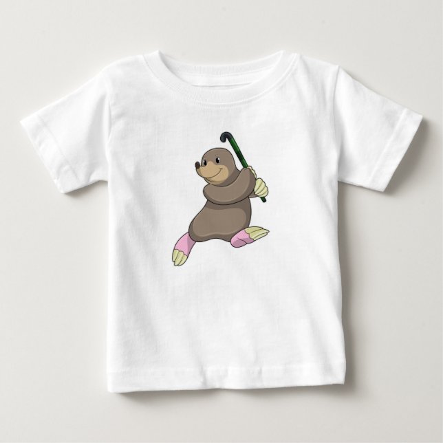 Mole at Hockey with Hockey bat Baby T-Shirt (Front)