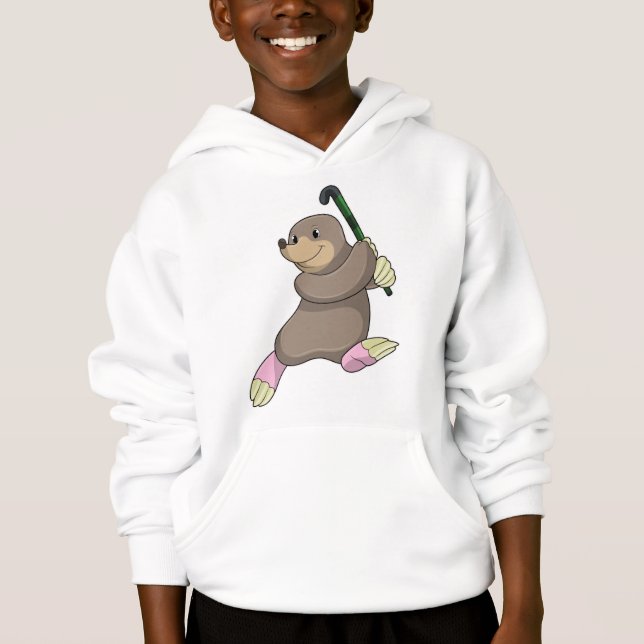 Mole at Hockey with Hockey bat Hoodie (Front)