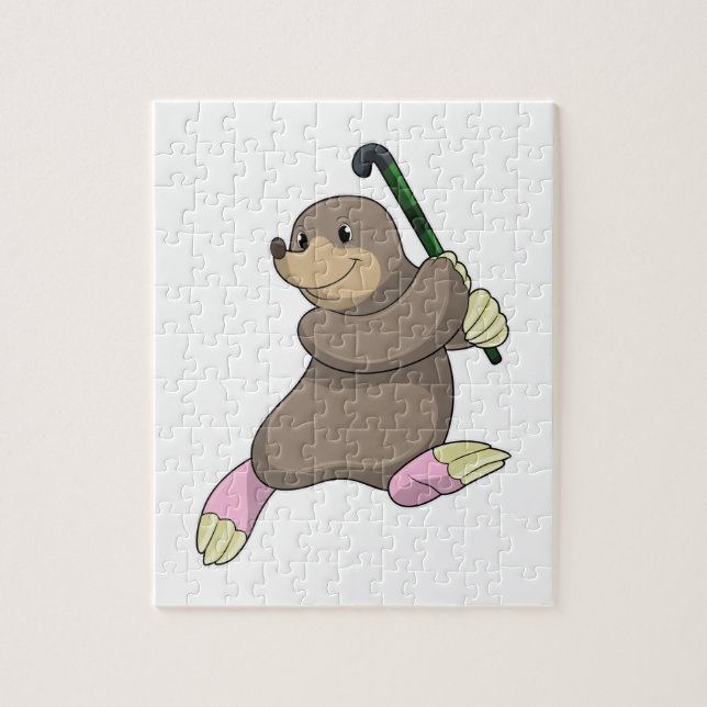 Mole at Hockey with Hockey bat Jigsaw Puzzle (Vertical)