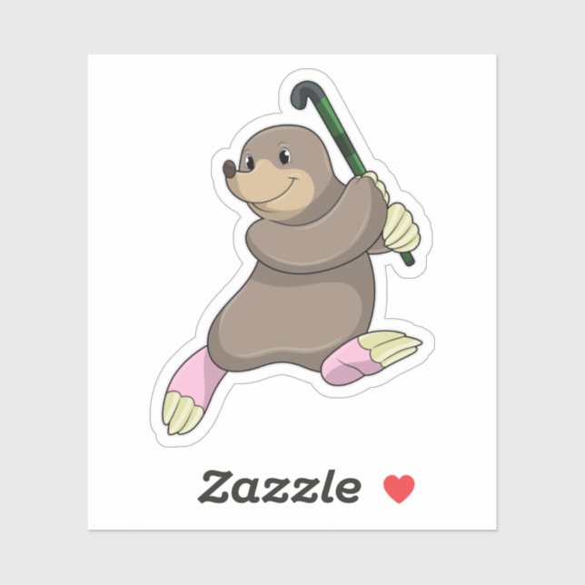 Mole at Hockey with Hockey bat Sticker (Sheet)