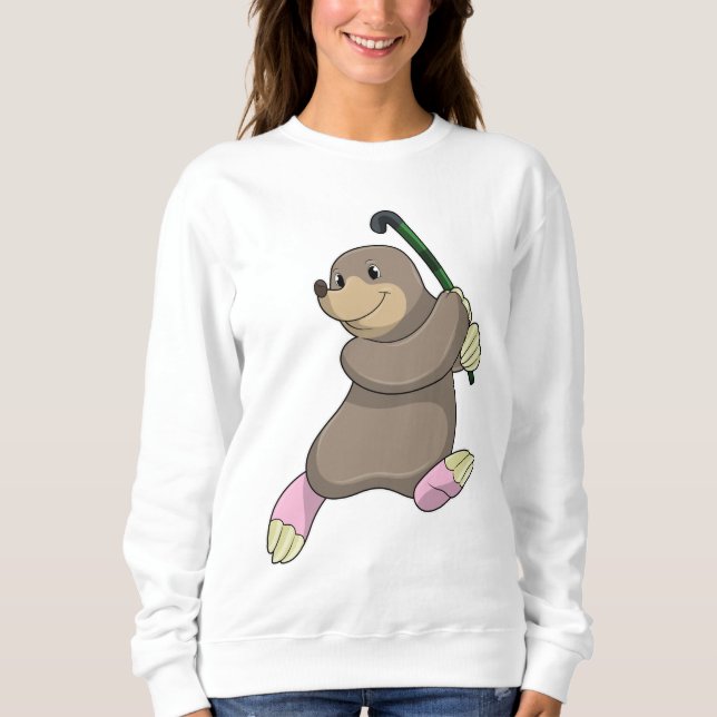 Mole at Hockey with Hockey bat Sweatshirt (Front)