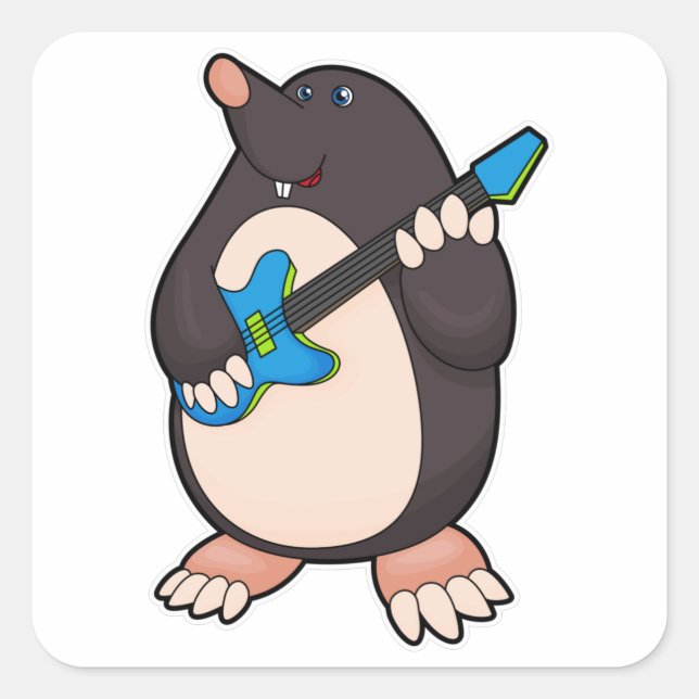 Mole at Music with Guitar Square Sticker (Front)