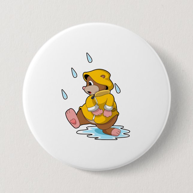 Mole at Rain with Raindrops Button (Front)