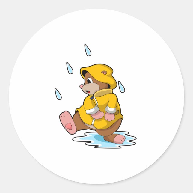 Mole at Rain with Raindrops Classic Round Sticker (Front)