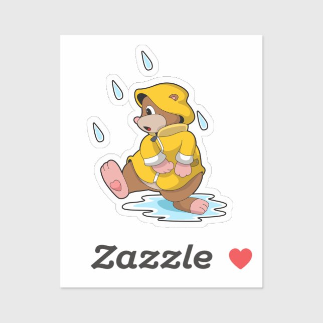 Mole at Rain with Raindrops Sticker (Sheet)