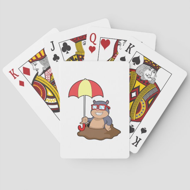 Mole at Raining with Umbrella Poker Cards (Back)