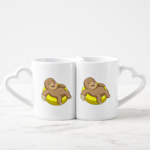 Mole at Swimming with Lifebuoy Coffee Mug Set