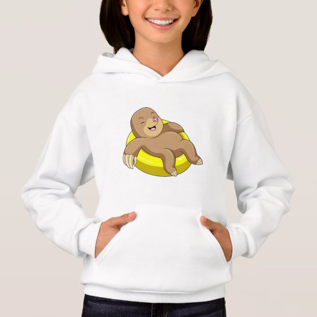 Mole at Swimming with Lifebuoy Hoodie (Front)