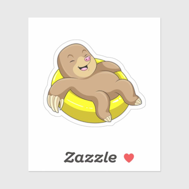 Mole at Swimming with Lifebuoy Sticker (Sheet)
