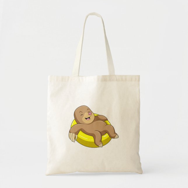 Mole at Swimming with Lifebuoy Tote Bag (Front)