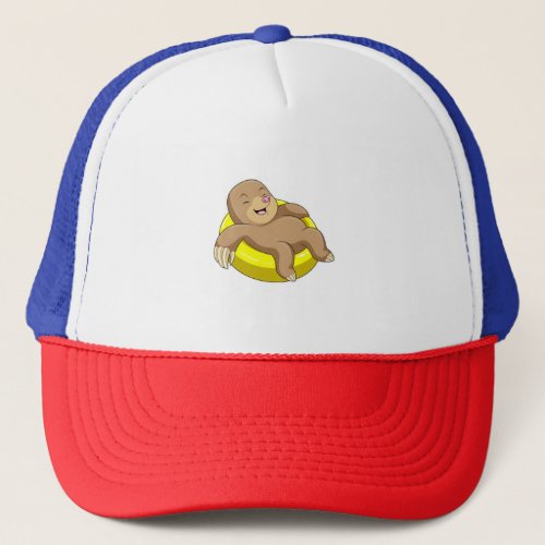 Mole at Swimming with Lifebuoy Trucker Hat