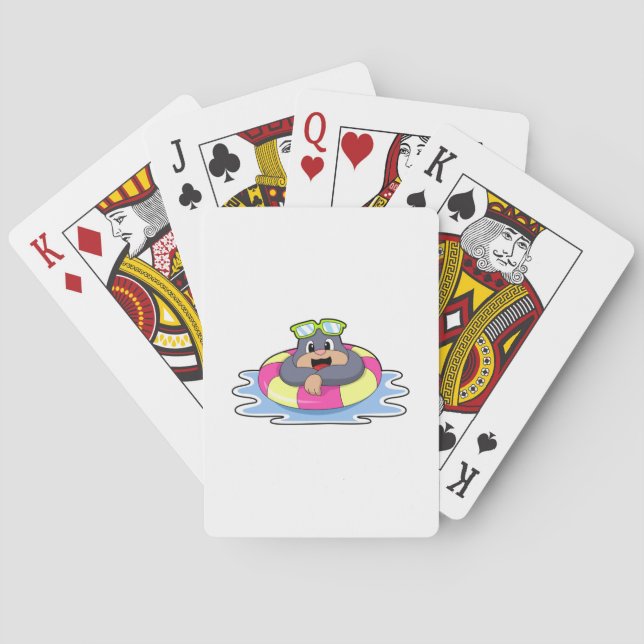 Mole at Swimming with Swim ring.PNG Poker Cards (Back)
