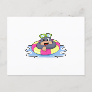 Mole at Swimming with Swim ring.PNG Postcard