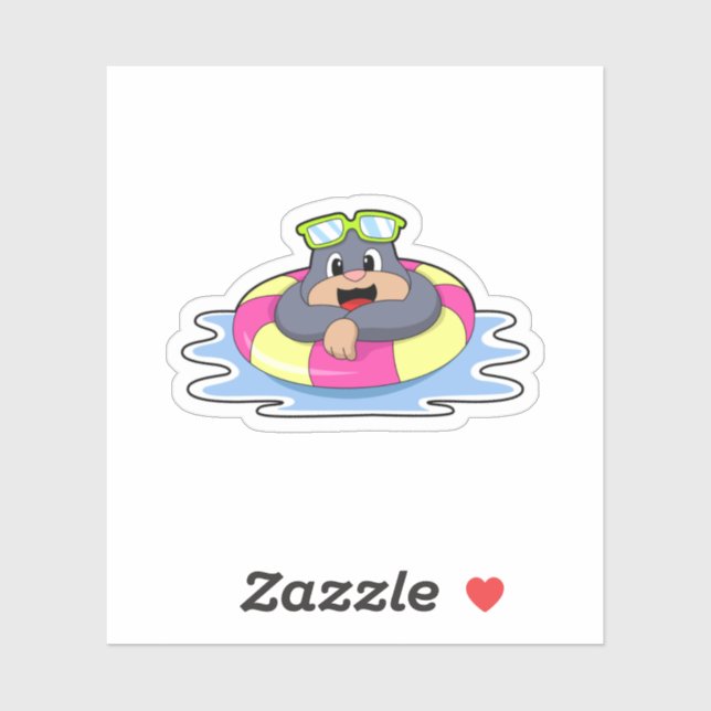 Mole at Swimming with Swim ring.PNG Sticker (Sheet)