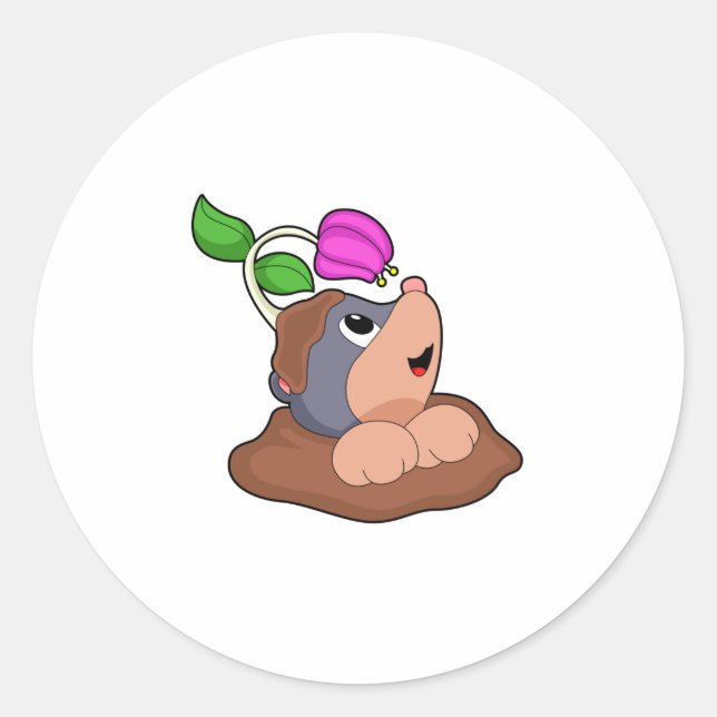 Mole Earth Flower Classic Round Sticker (Front)
