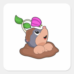 Mole Earth Flower Square Sticker
