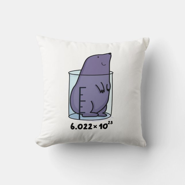 Mole Equation Cute Mole In A Beaker Pun Throw Pillow (Front)