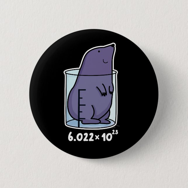 Mole Equation Funny Mole In A Beaker Pun Dark BG Button (Front)
