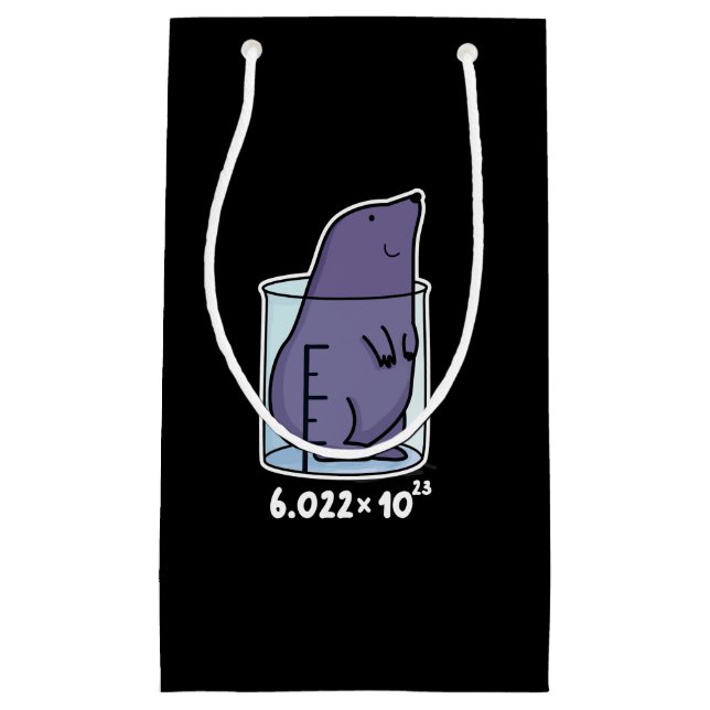 Mole Equation Funny Mole In A Beaker Pun Dark BG Small Gift Bag (Front)