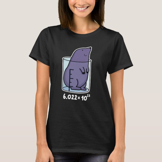 Mole Equation Funny Mole In A Beaker Pun Dark BG T-Shirt (Front)