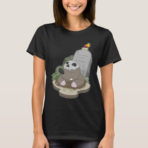 Mole Halloween Tombstone Candle T_Shirt