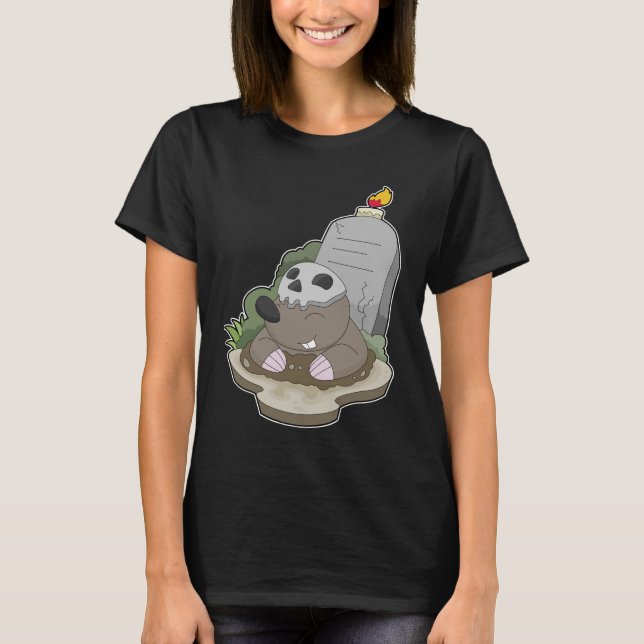 Mole Halloween Tombstone Candle T-Shirt (Front)