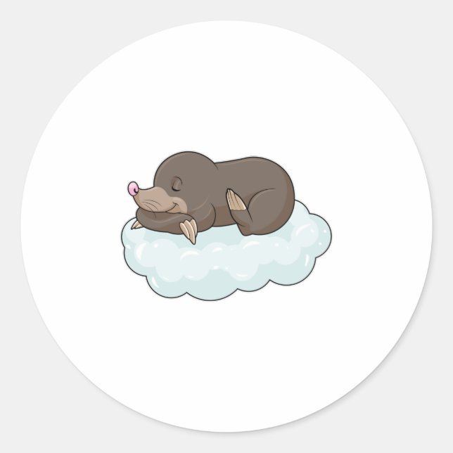 Mole on Clouds Classic Round Sticker (Front)