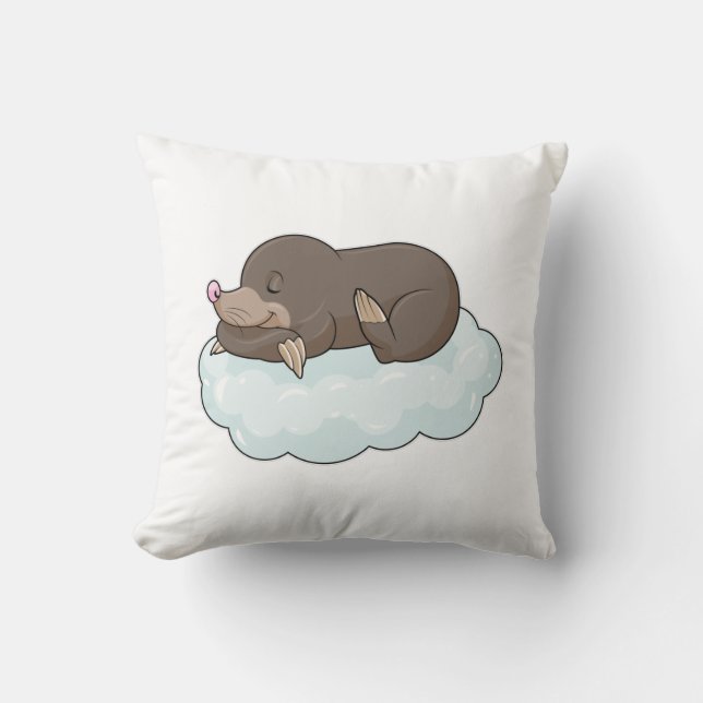 Mole on Clouds Throw Pillow (Front)