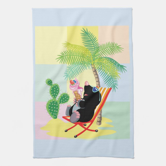 mole on the beach kitchen towel (Vertical)