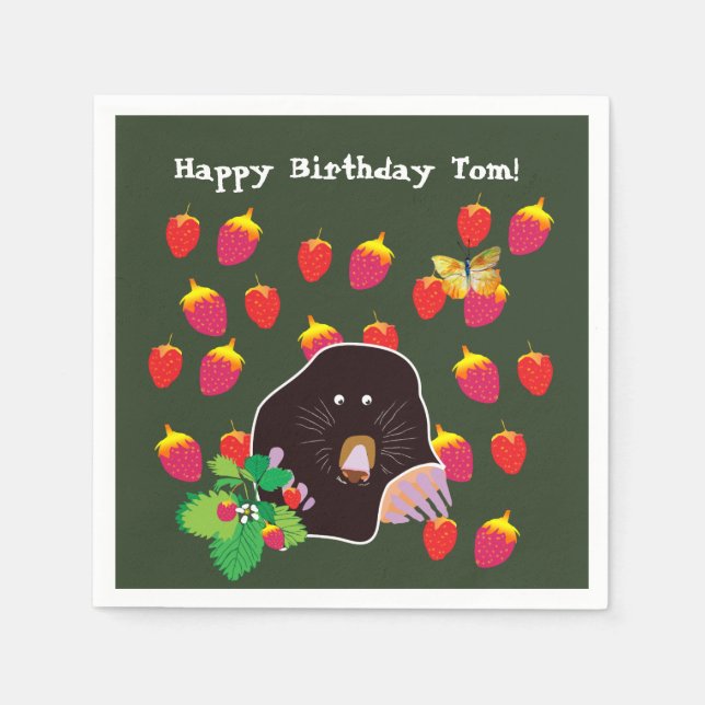Mole Spring Strawberries Custom Napkins (Front)