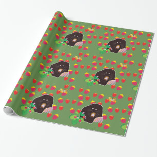 Mole Strawberries Wrapping Paper
