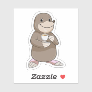 Mole with Coffee Cup Sticker