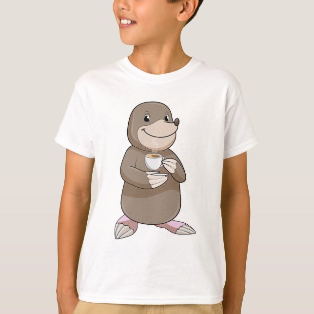 Mole with Coffee Cup T-Shirt (Front)